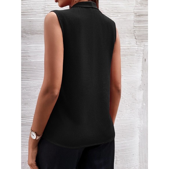 Sleeveless Press Crease Blouse Minimalist Business Casual navy blue - Picture 4 of 11